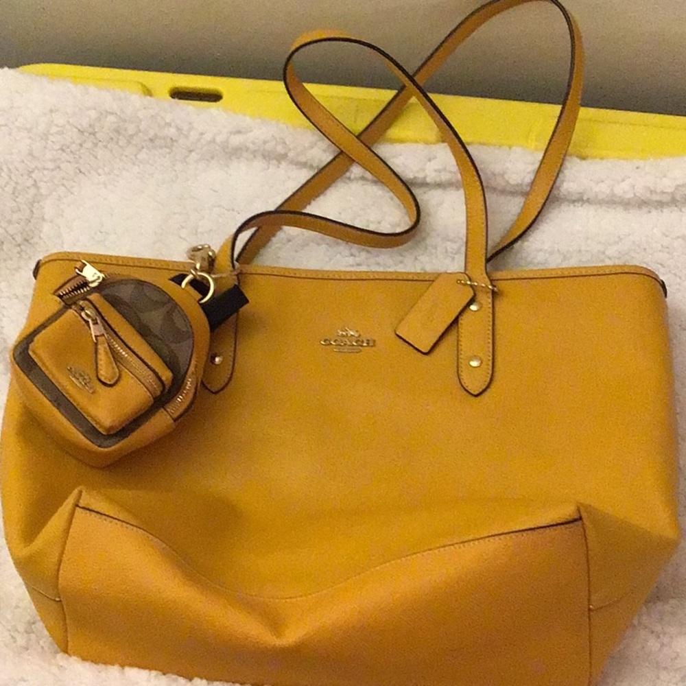 Coach Yellow Leather Tote Bag